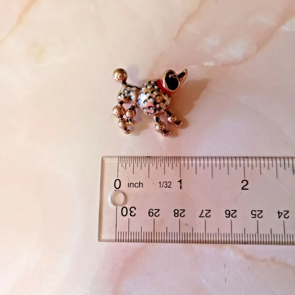 Dog Poodle Vintage Goldtone Brooch Pin 1950s Unsigned Jewelry Pets